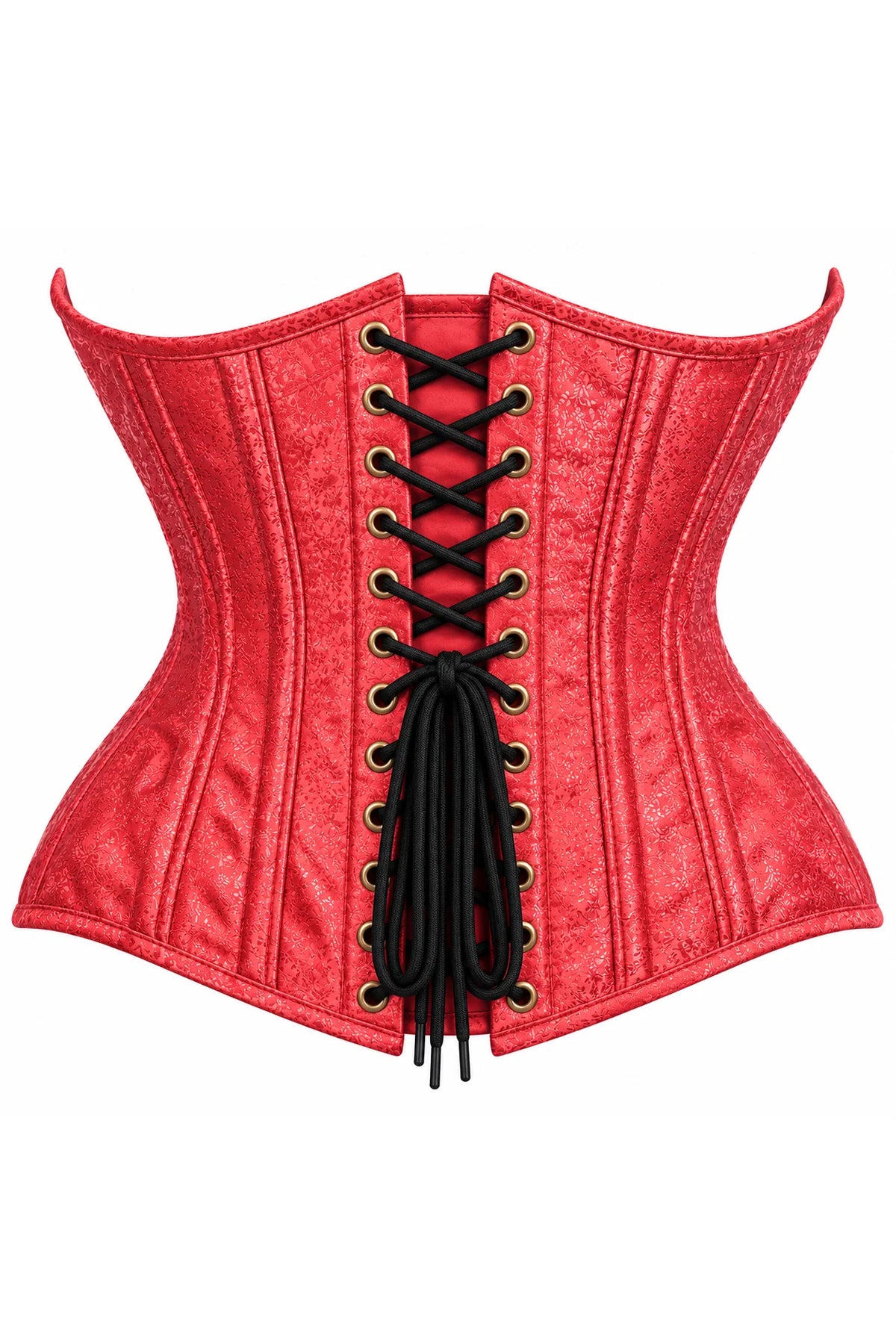 Double Steele Boned Wine Brocade Curvy Underbust Corset - dc TD-1865
