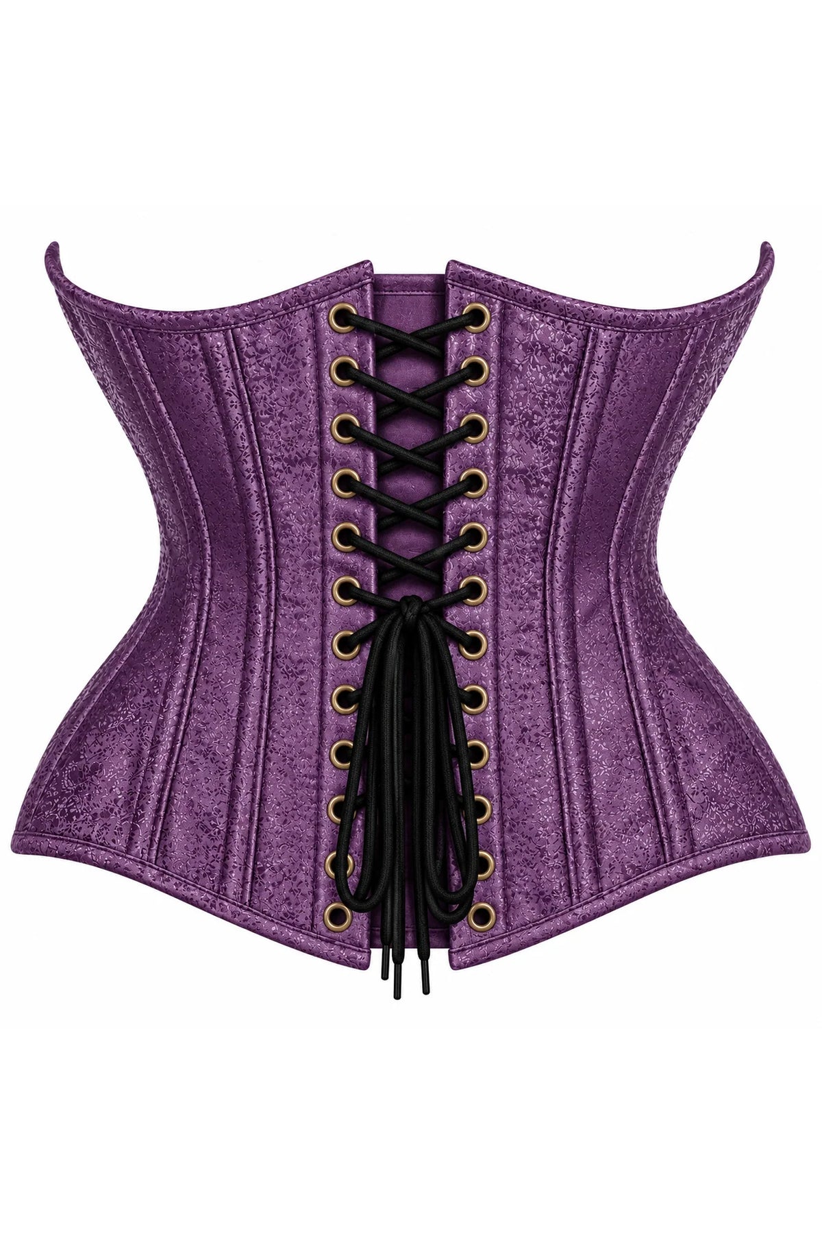Double Steele Boned Plum Brocade Curvy Underbust Corset - dc TD-1864