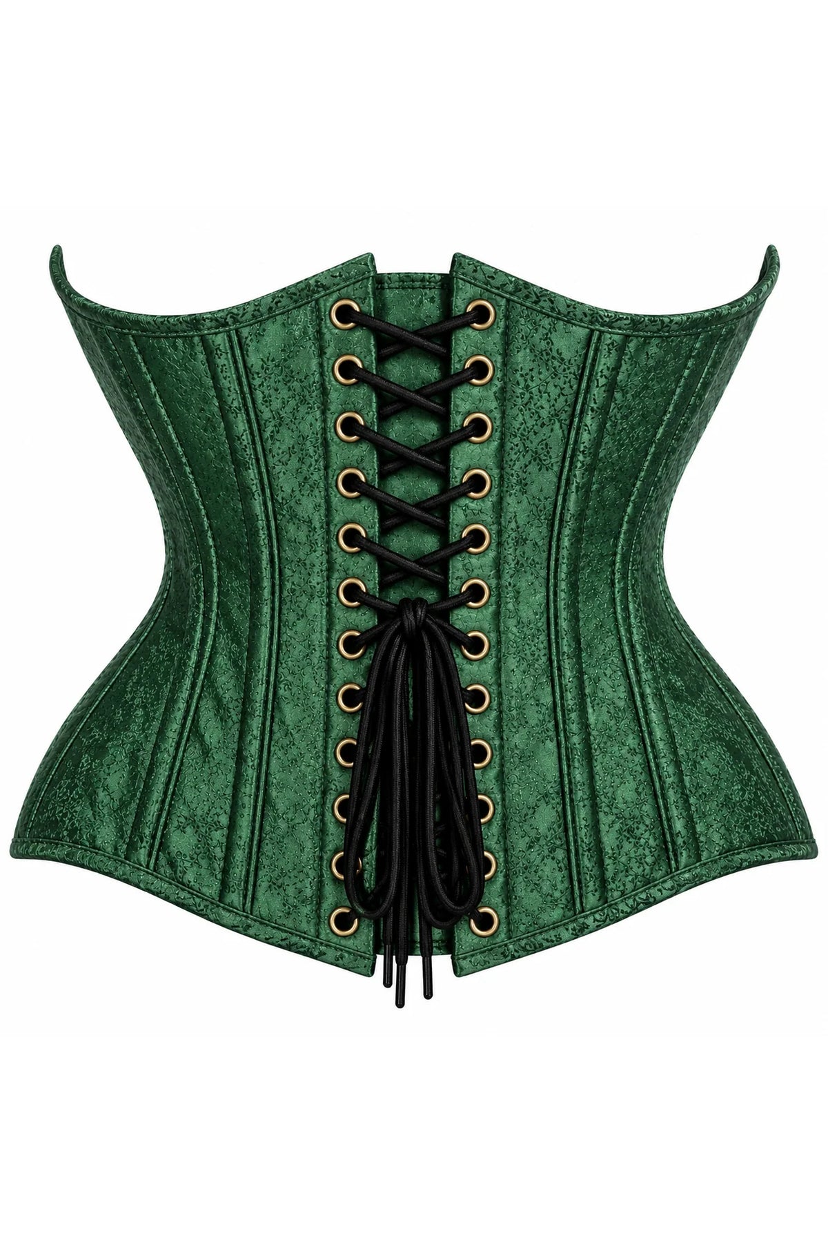 Double Steele Boned Green Brocade Curvy Underbust Corset - dc TD-1867