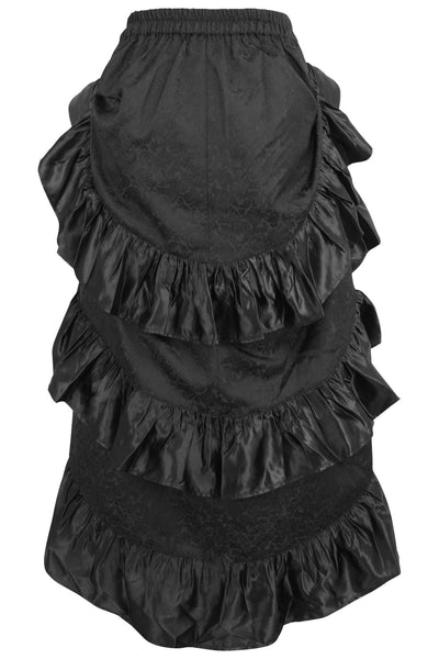 Black Brocade Adjustable High Low Bustle Skirt - dc ACC-287