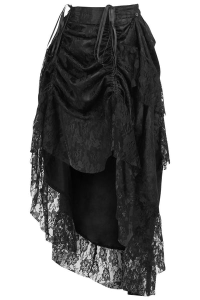 Black Lace Adjustable High Low Bustle Skirt - dc ACC-292