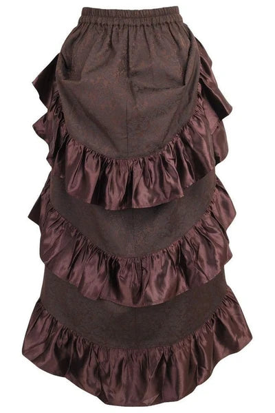 Brown Brocade Adjustable High Low Bustle Skirt - dc ACC-288