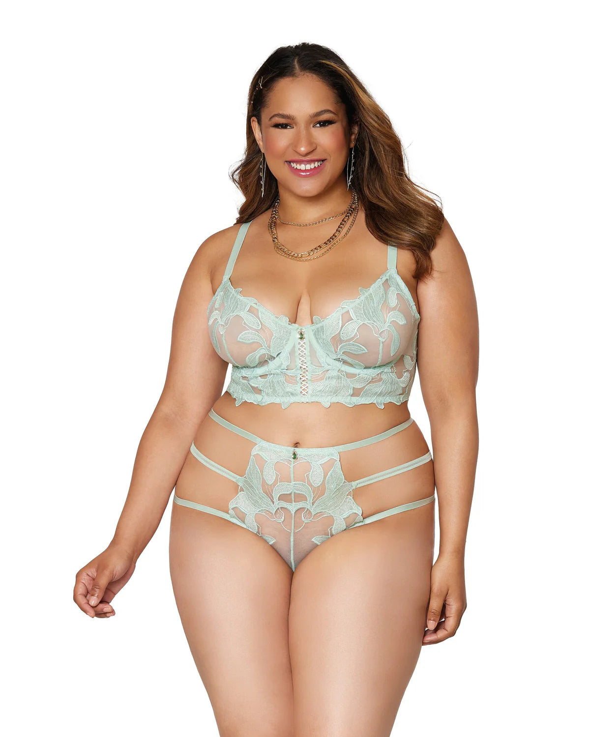 DG Mesh Long - Line Bra & G - String Set - 12897X