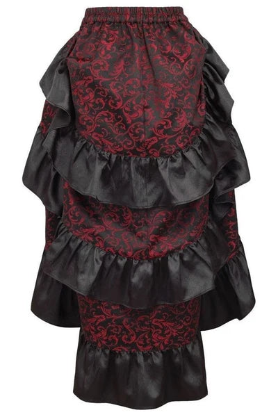 Red/Black Brocade Adjustable High Low Bustle Skirt - dc ACC-242