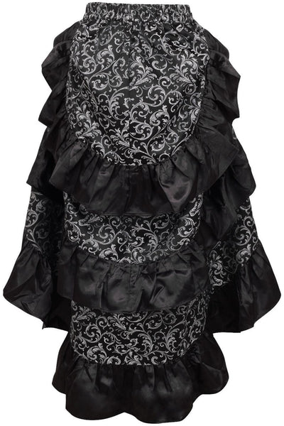 Silver/ Black Brocade Adjustable High Low Bustle Skirt - dc ACC- 259