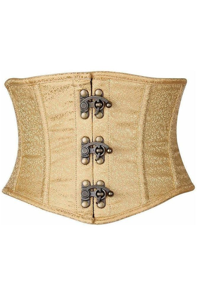 Gold Brocade Steel Boned Mini Cincher w/ Clasps - dc TD-1587