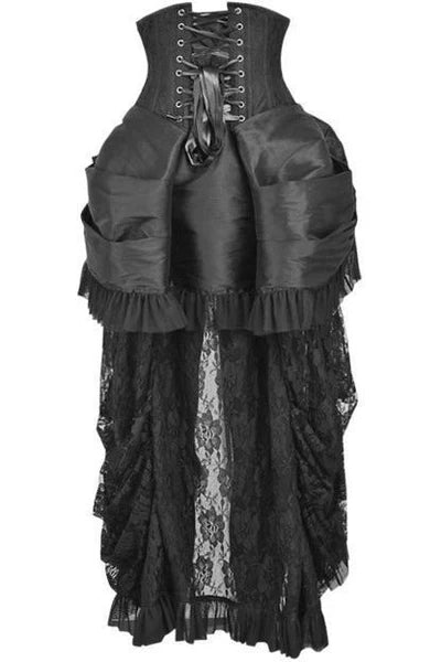 Steel Boned Black Lace Victorian Bustle Underbust Corset Dress - dc TD-068
