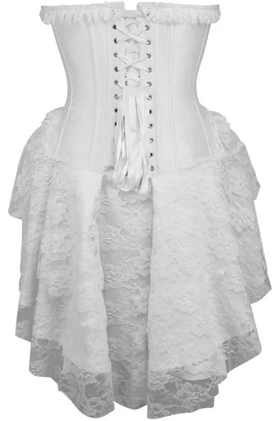 Steel Boned Strapless White Lace Victorian Corset Dress - dc TD-076
