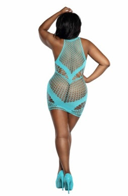 DG Mesh & Opaque Knit Mini Dress - 13890X