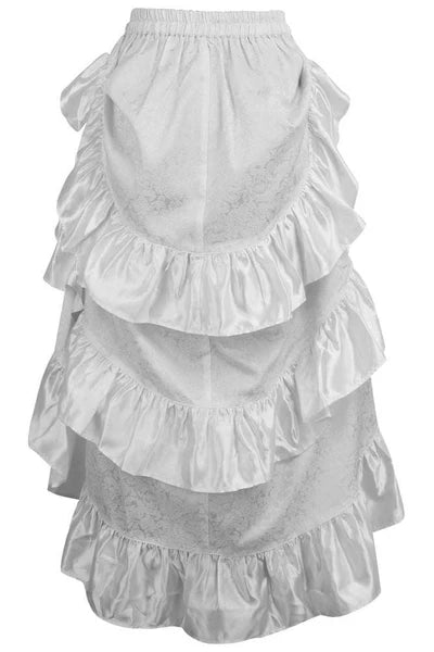 White Brocade Adjustable High Low Bustle Skirt - dc ACC-290
