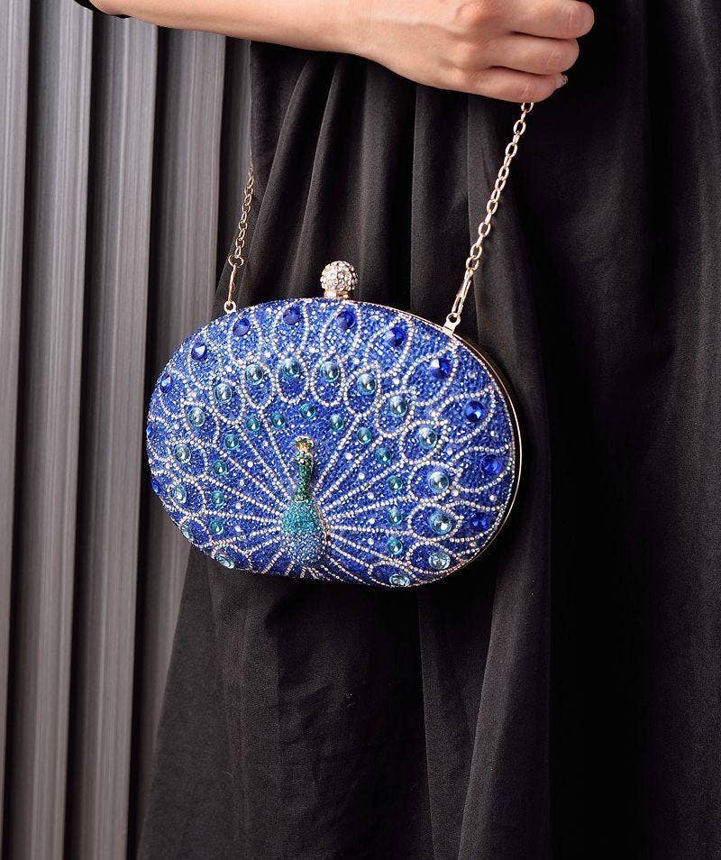 Peacock handbag party diamond clutch