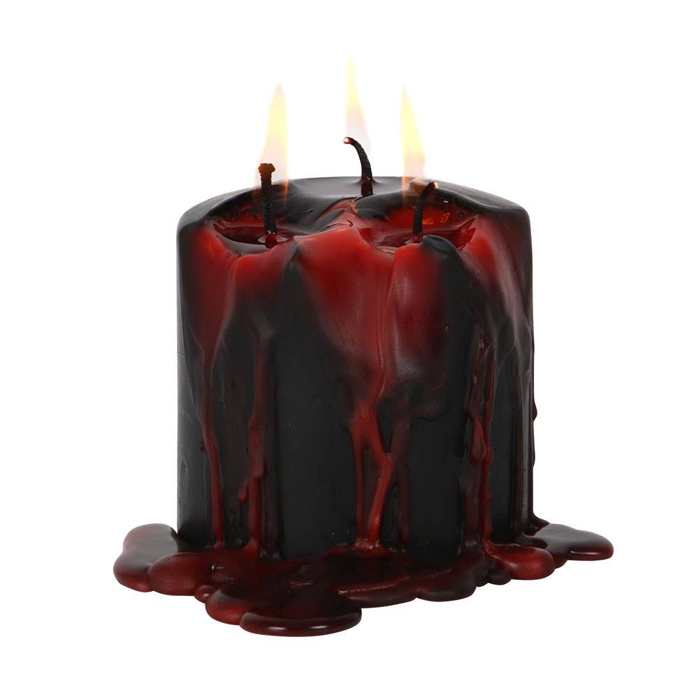 Small Gothic Vampire Blood Halloween Pillar Candle