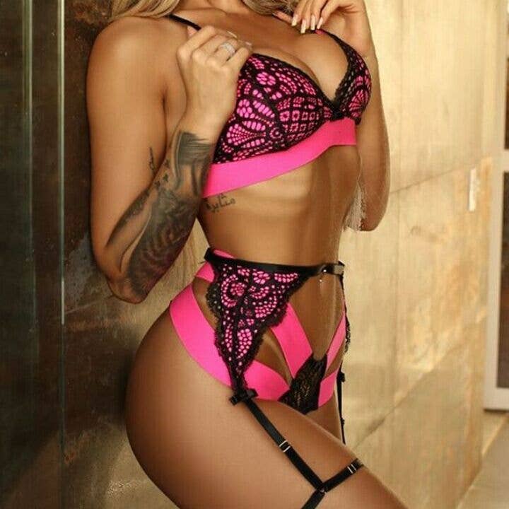 Sexy Eyelash Lace Stitching Underwear Suit