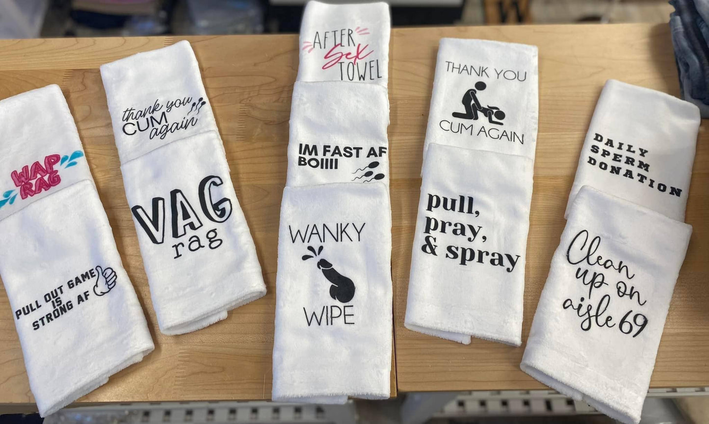 SEX TOWEL - NAUGHTY TOWEL - CUM RAG - AFTER DARK - GAG GIFT