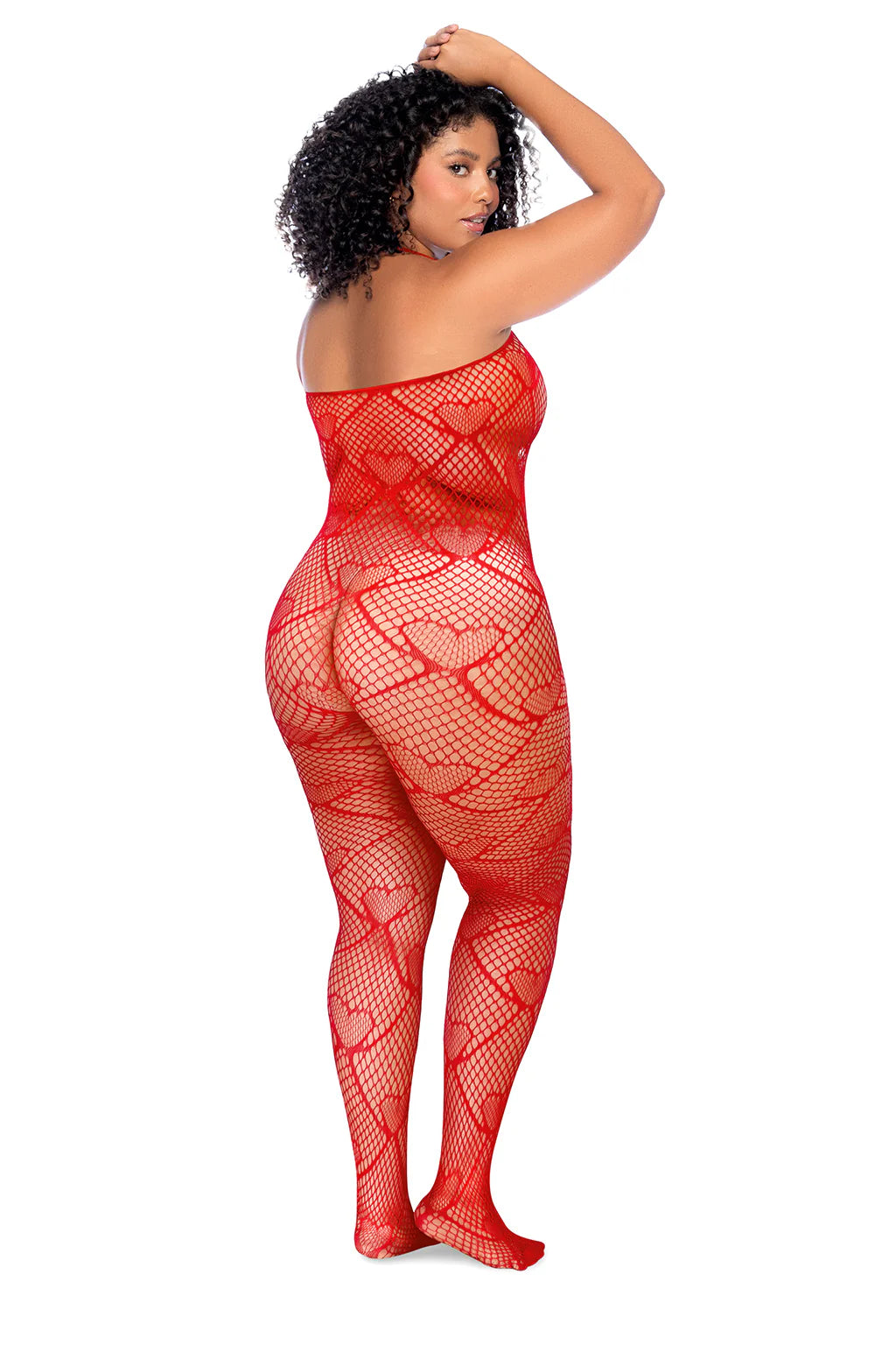 Map Heart Fishnet Bodystocking with Rhinestone - 1164X