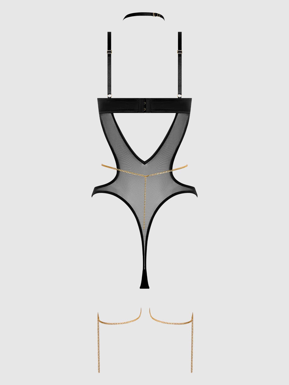 EVANGELINE SATIN & CHAIN HALTER TEDDY