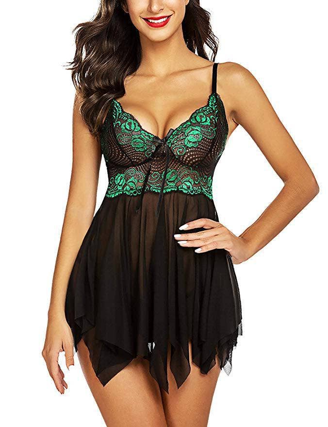 Halter Mesh Nightgown Sexy Set