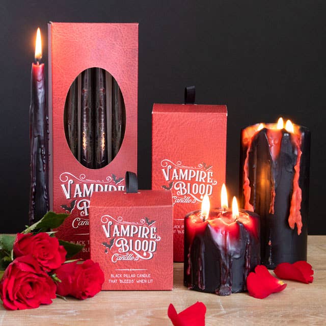 Small Gothic Vampire Blood Halloween Pillar Candle