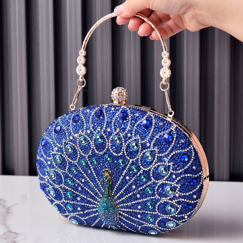 Peacock handbag party diamond clutch