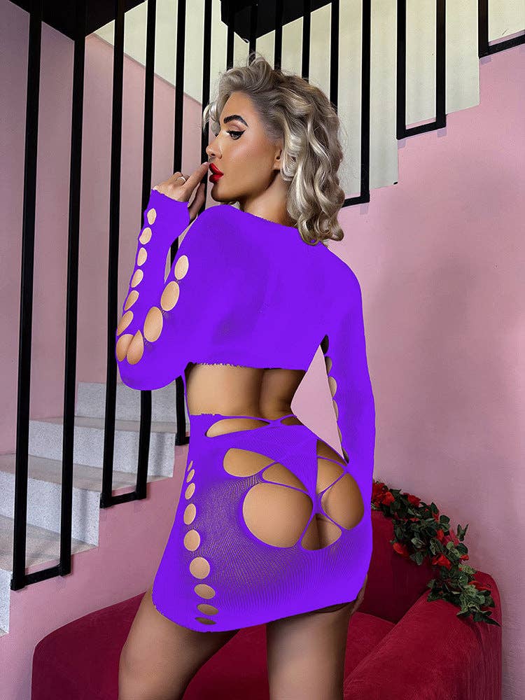 Sweetkama Fishnet Bodysuit Mesh Teddy Sexy Lingerie Dress