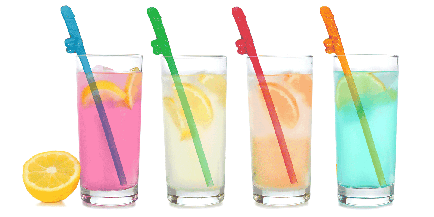 Super Fun Penis Straws -Multicolor 8 pack