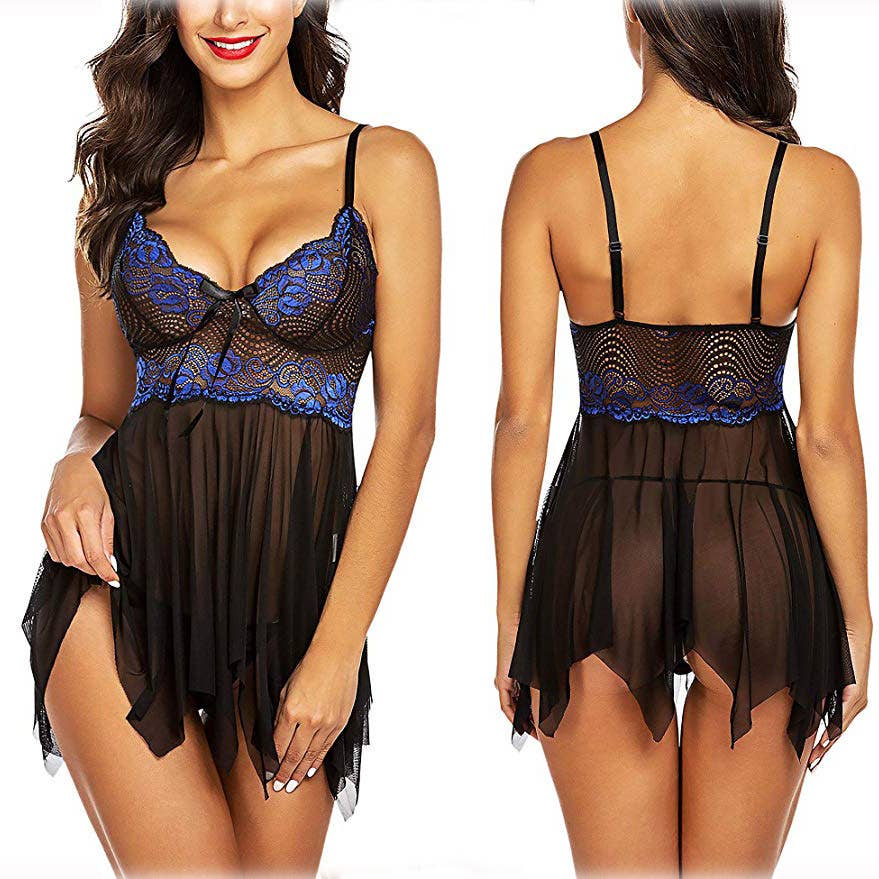 Halter Mesh Nightgown Sexy Set