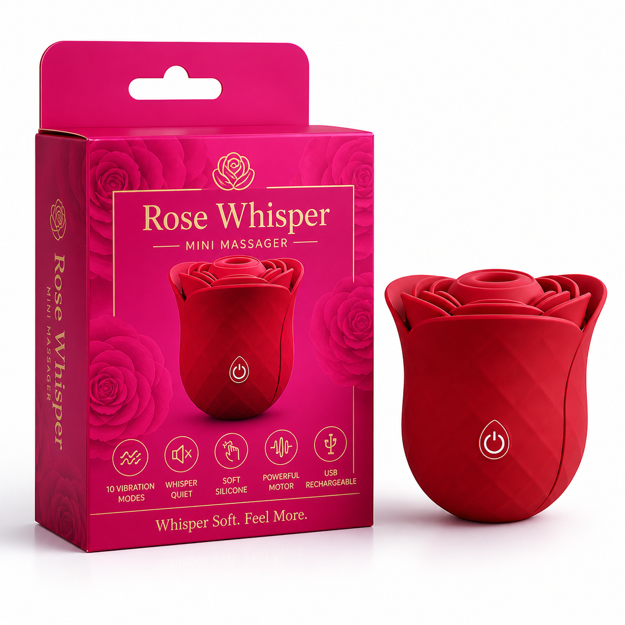 Rose Whisper Floral Massager - 10 Modes & Factory Direct