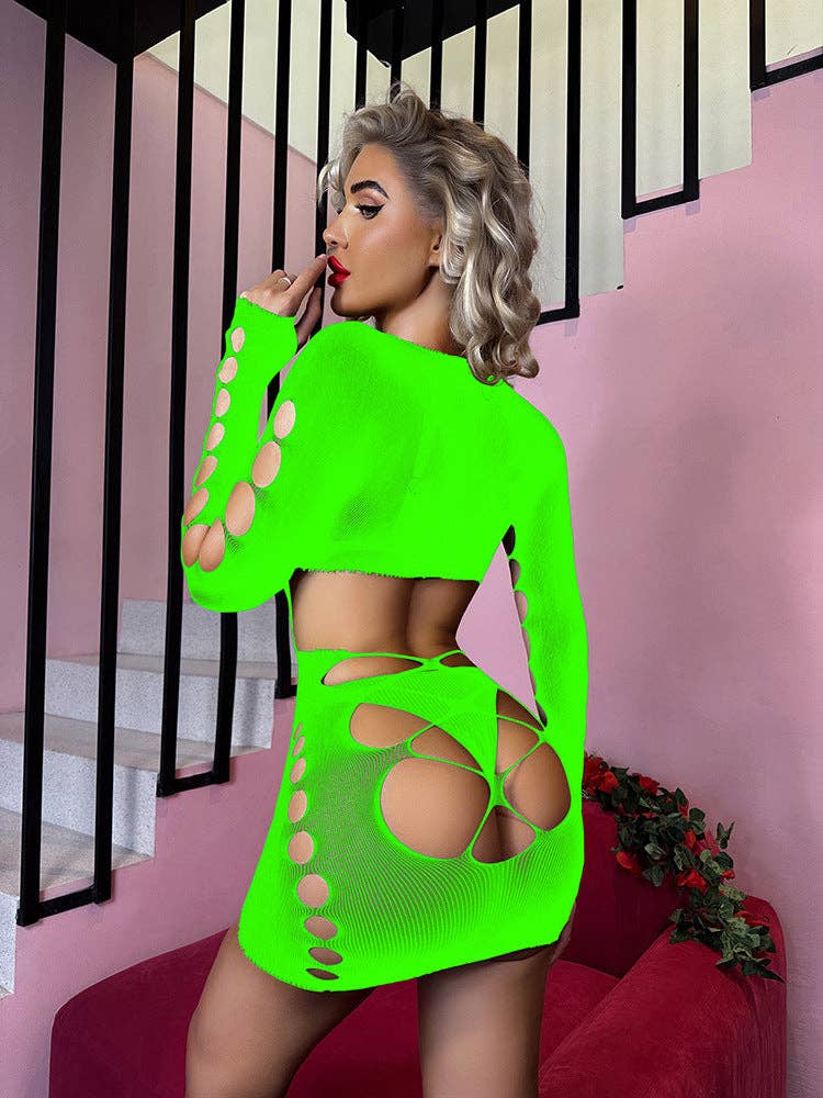 Sweetkama Fishnet Bodysuit Mesh Teddy Sexy Lingerie Dress
