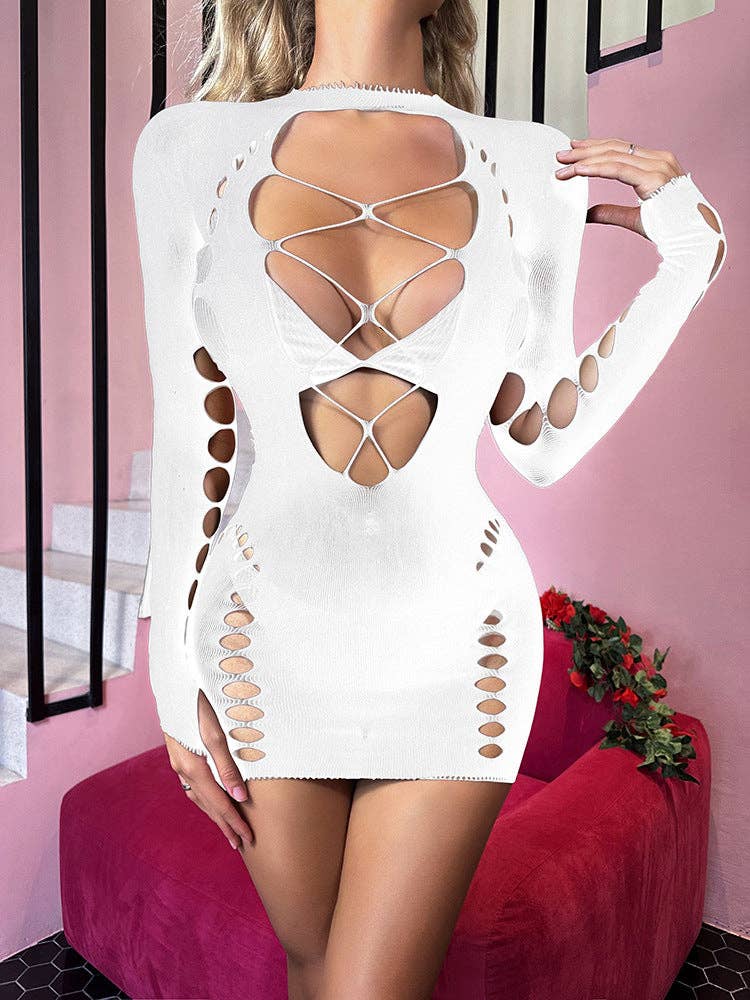 Sweetkama Fishnet Bodysuit Mesh Teddy Sexy Lingerie Dress