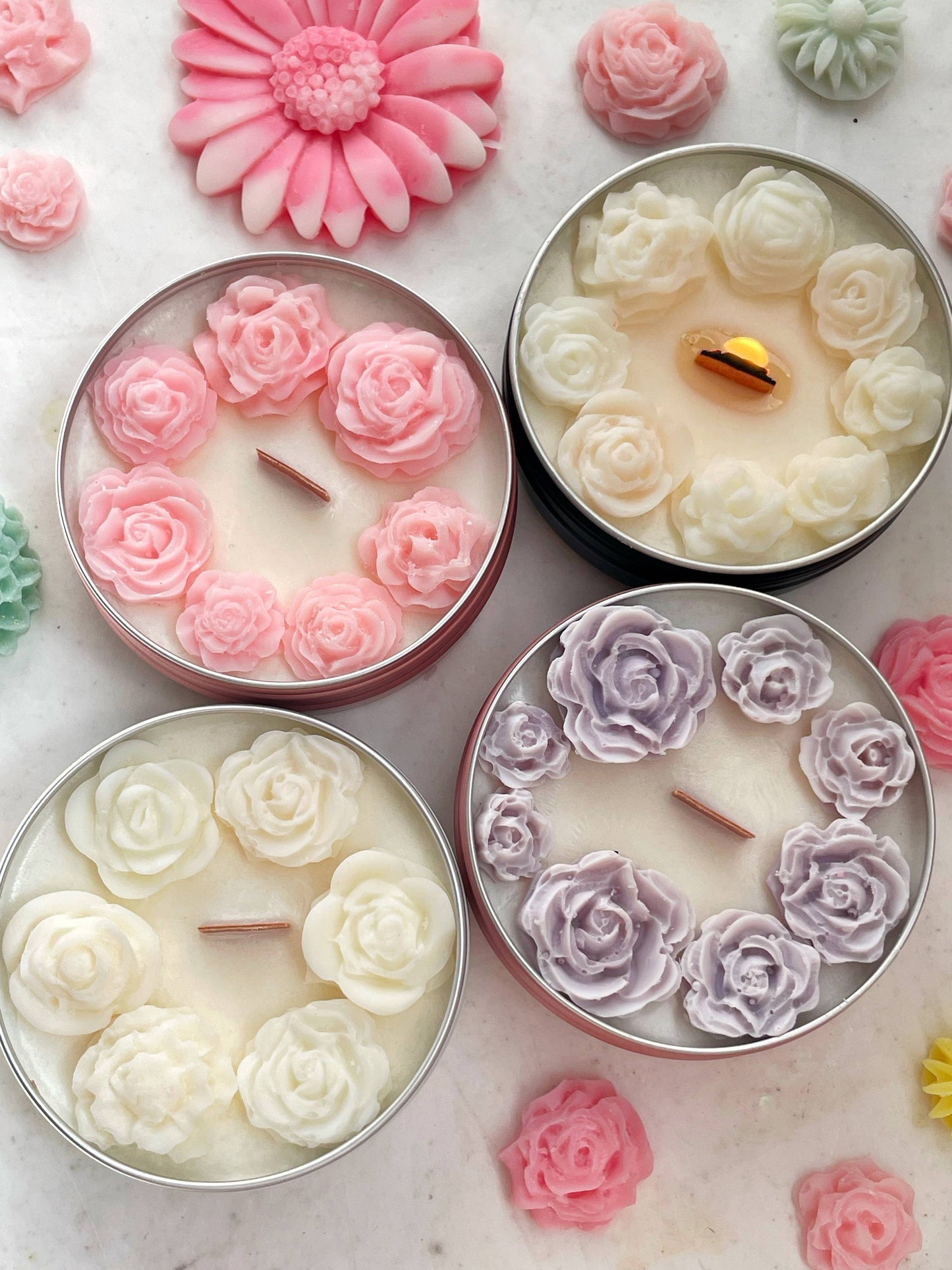 Floral Mini Candles 2 oz - Wood Wick, Floral Scent