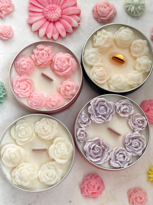 Floral Mini Candles 2 oz - Wood Wick, Floral Scent