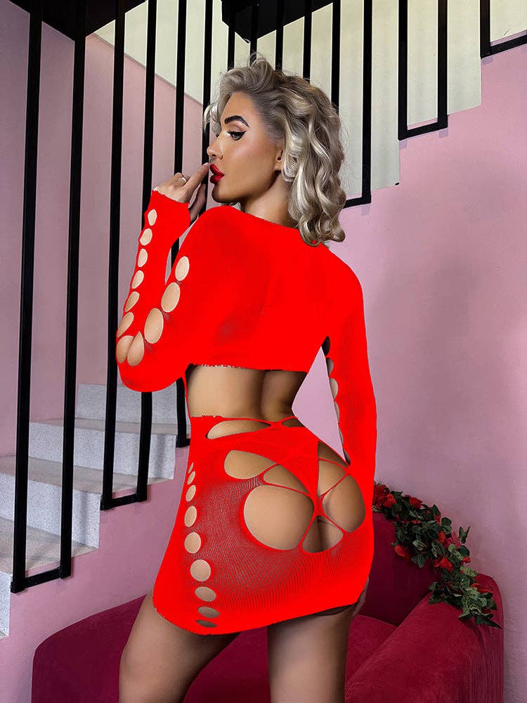 Sweetkama Fishnet Bodysuit Mesh Teddy Sexy Lingerie Dress
