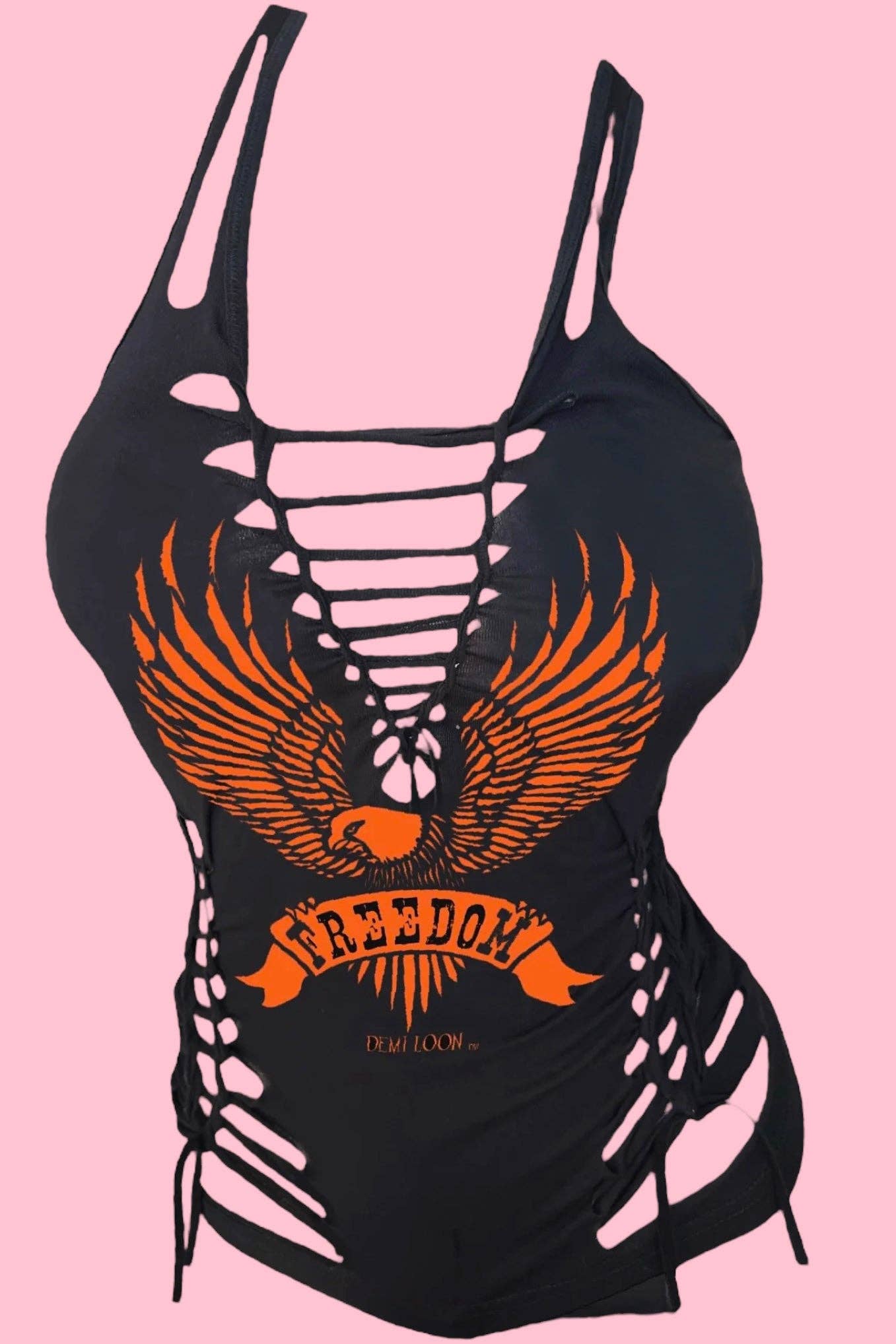Demiloon-Freedom Eagle Sexy Biker Festival Custom Slashed Tank