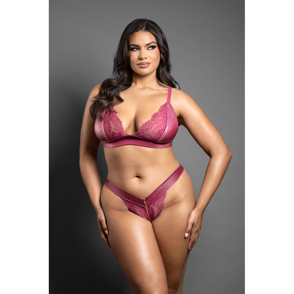 Queen Size Zipper Bralette & Panty - nt 2522BRY
