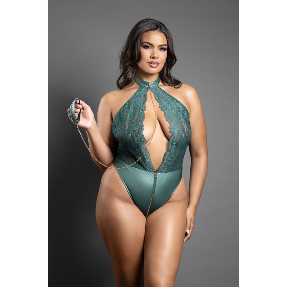 Queen Size Halter Teddy & Leash - 2527GRN