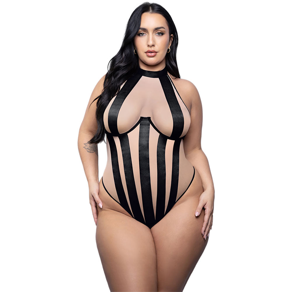Queen Size Verena Stripe Teddy - nv 2665XBLK