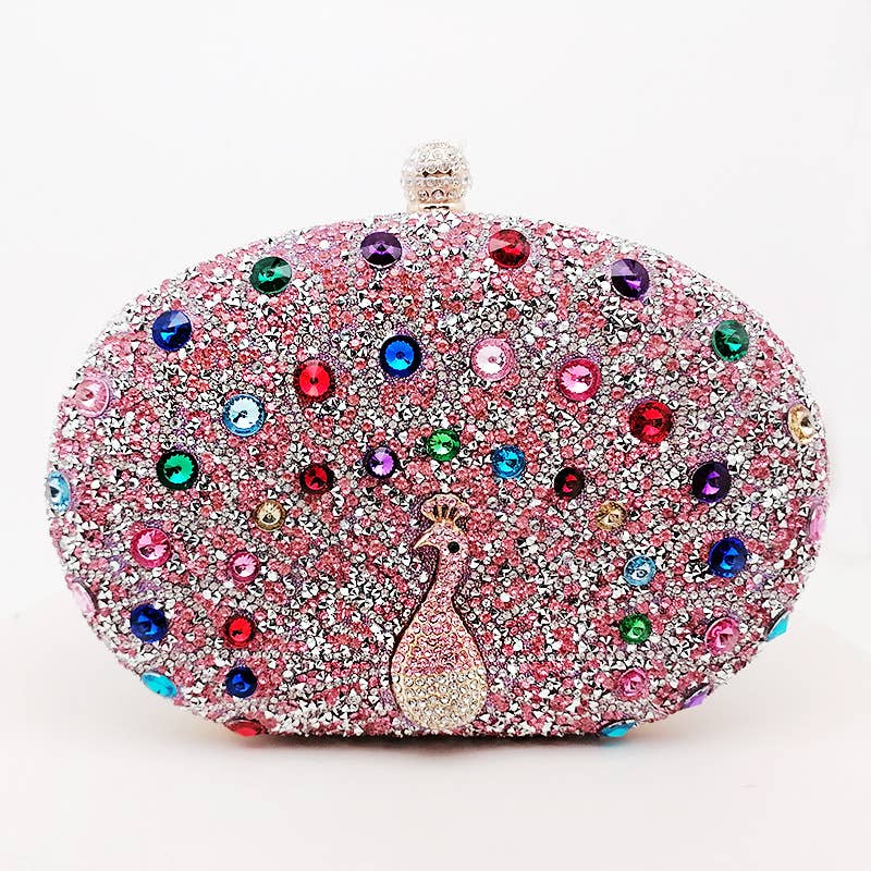 Peacock handbag party diamond clutch
