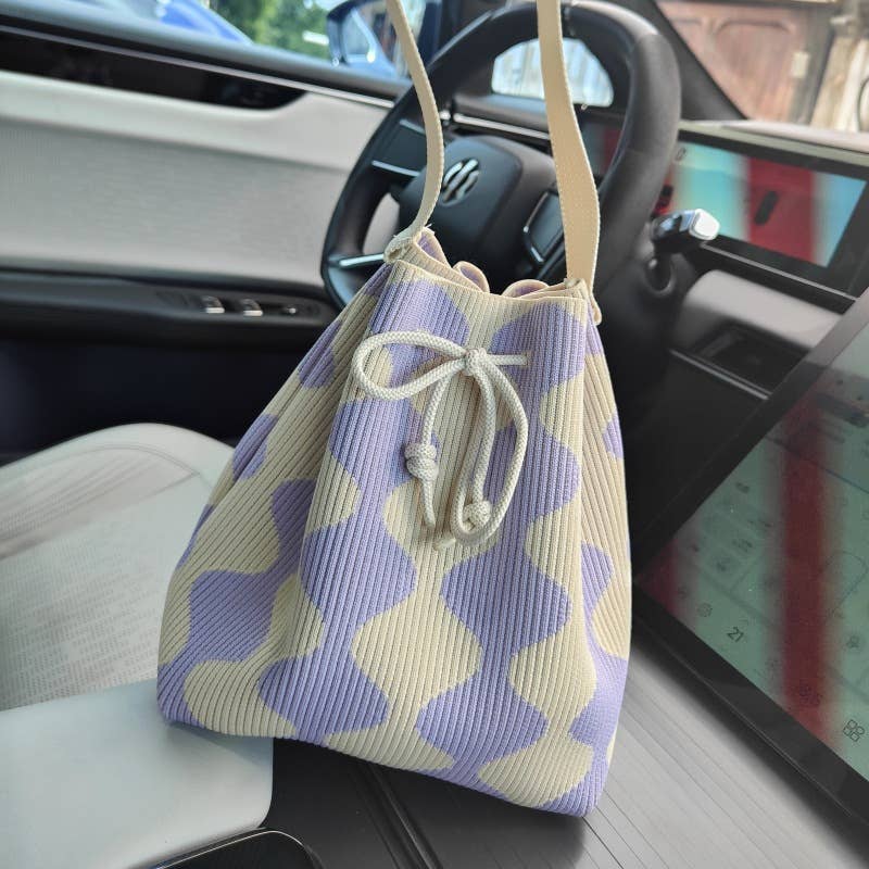 Heart ripple shoulder bag drawstring crossbody bag