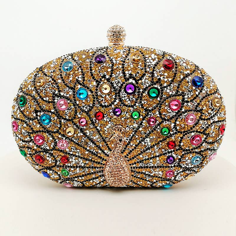 Peacock handbag party diamond clutch
