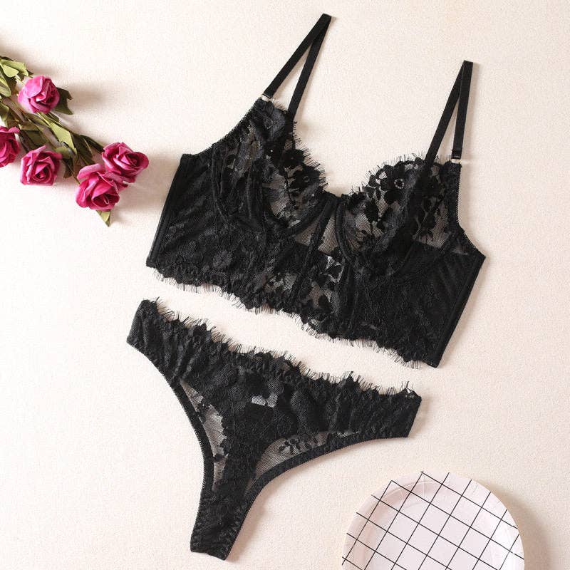 Fishbone Lace Camisole Panty Set