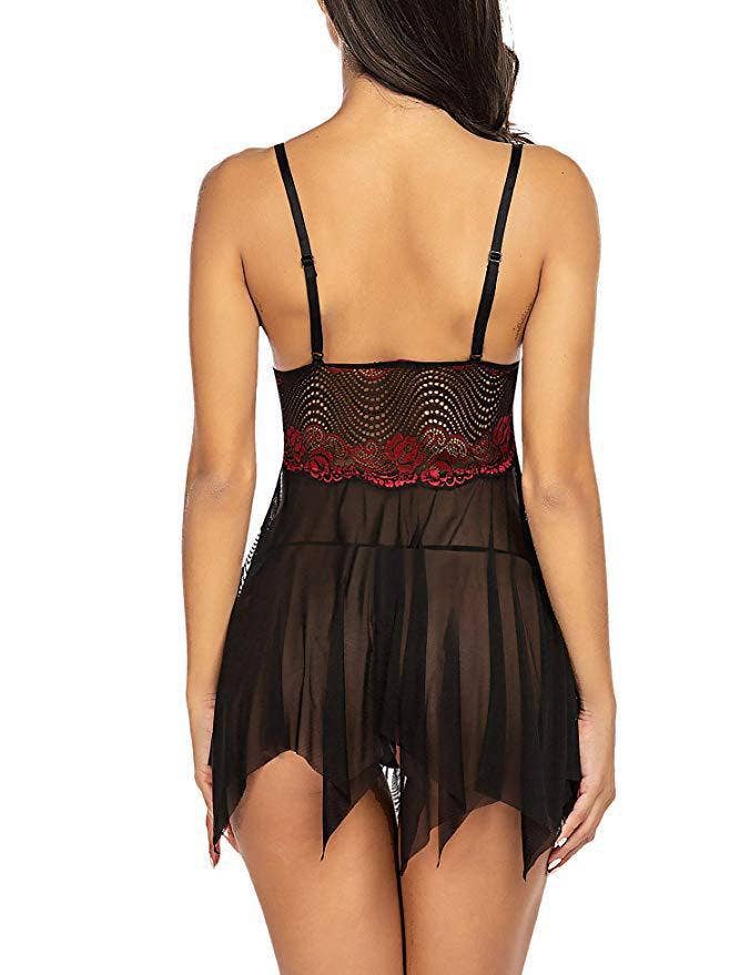 Halter Mesh Nightgown Sexy Set