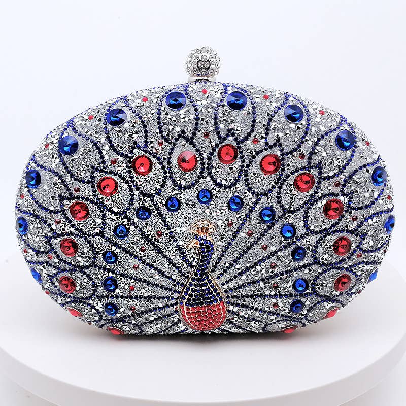 Peacock handbag party diamond clutch