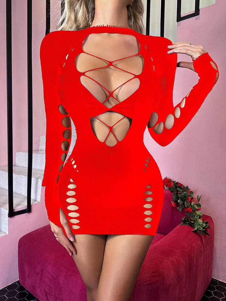 Sweetkama Fishnet Bodysuit Mesh Teddy Sexy Lingerie Dress