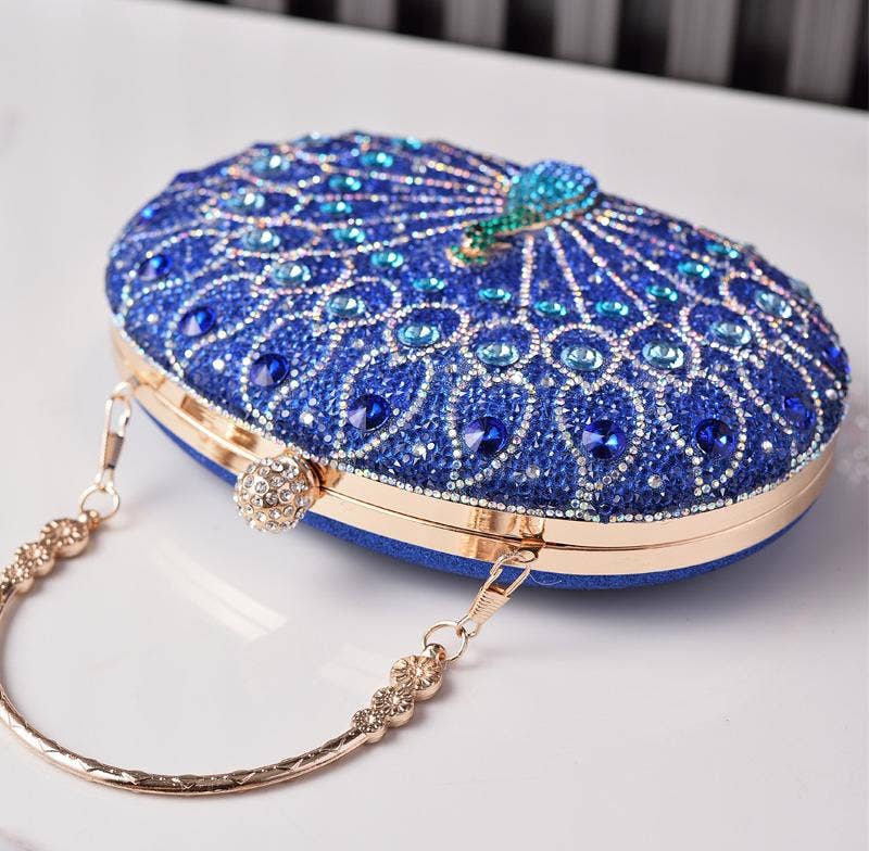 Peacock handbag party diamond clutch