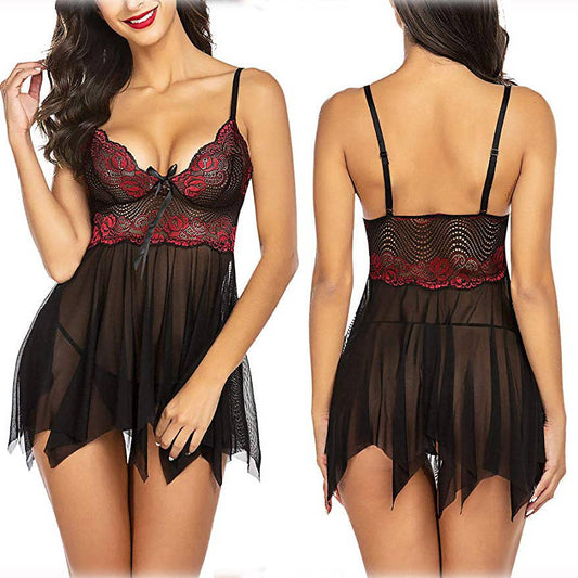 Halter Mesh Nightgown Sexy Set
