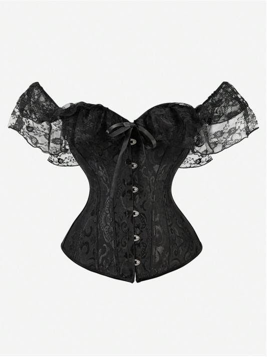 Enchanted Elegance Off-Shoulder Lace Brocade Corset – Multiple Colors
