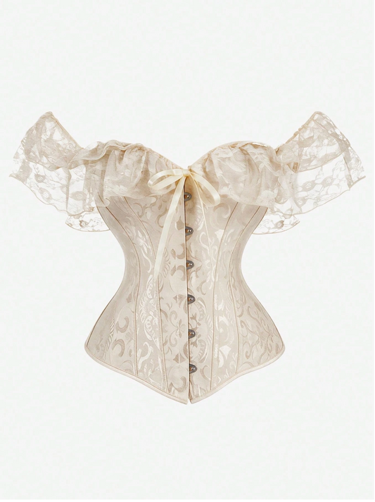 Enchanted Elegance Off-Shoulder Lace Brocade Corset – Multiple Colors