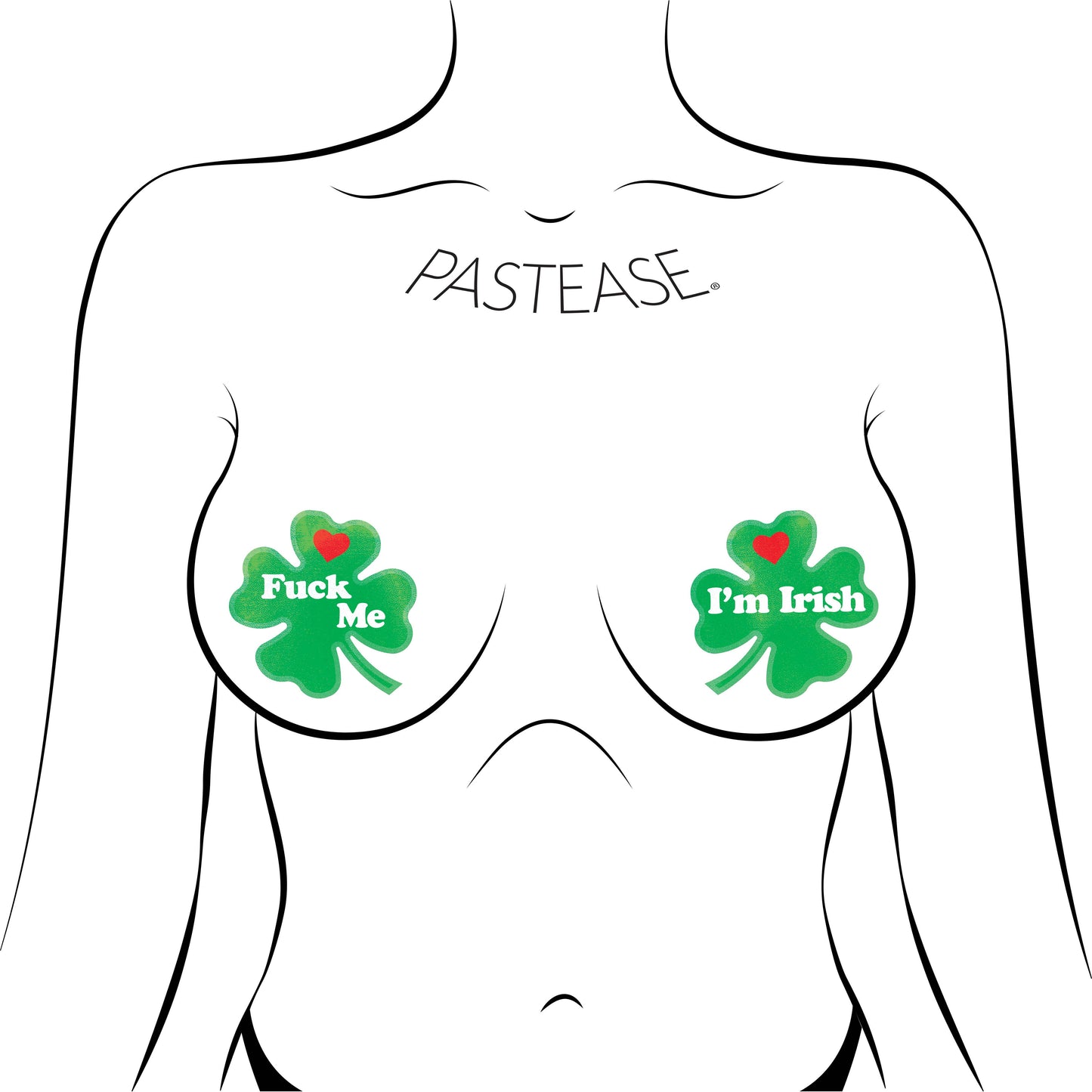 'Fuck Me, I'm Irish' Green Four Leaf Clover Nipple Pasties