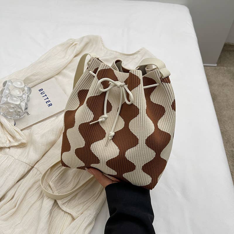 Heart ripple shoulder bag drawstring crossbody bag