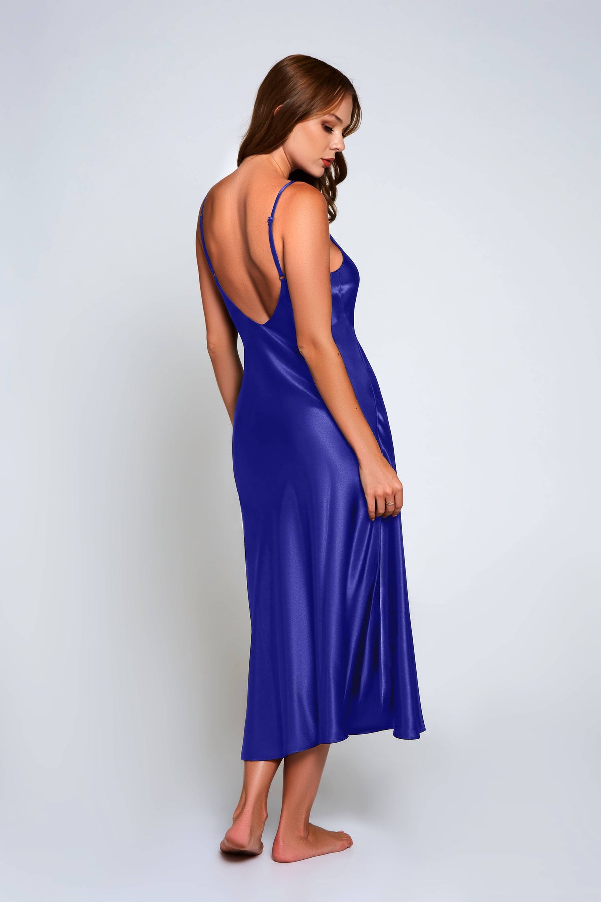 Best Seller-Saphire, Black Victoria Long V-Neck Dress